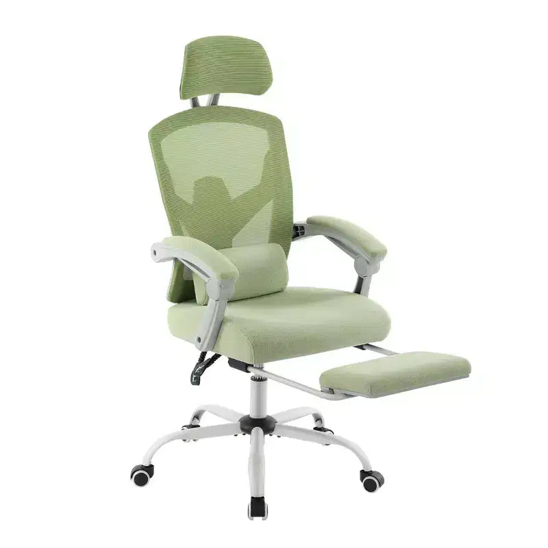 Chaise croisée pivotante en maille TUYOHW à roulettes, chaise de bureau avec repose-pieds rétractable, chaise gaming avec coussin de soutien lombaire pour le bureau