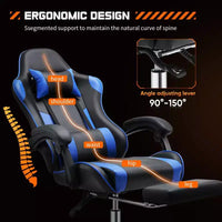 TUYOHW Chaise criss-cross en cuir PU à roulettes avec repose-pieds et support lombaire, chaise de bureau avec accoudoir fixe relevé, chaise de jeu pour bureau