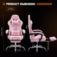 TUYOHW Chaise criss-cross en cuir PU à roulettes avec repose-pieds et support lombaire, chaise de bureau avec accoudoir fixe relevé, chaise de jeu pour bureau