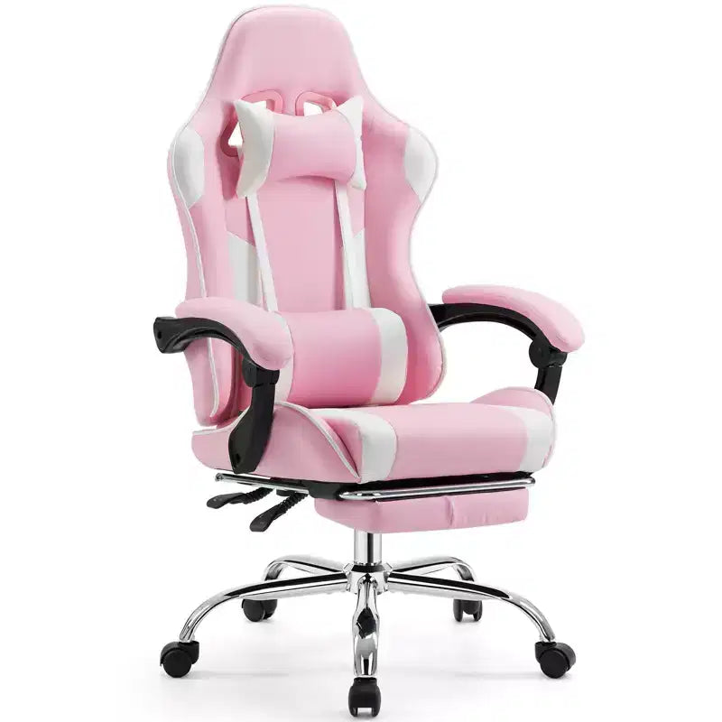 TUYOHW Chaise criss-cross en cuir PU à roulettes avec repose-pieds et support lombaire, chaise de bureau avec accoudoir fixe relevé, chaise de jeu pour bureau