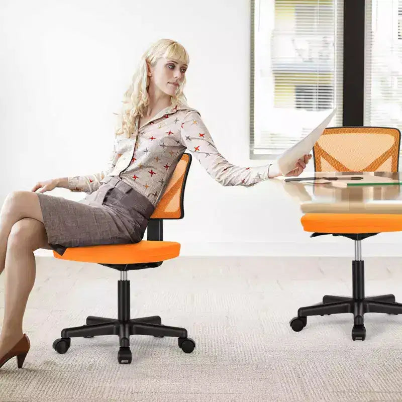 Chaise croisée pivotante en maille TUYOHW à roulettes, chaise de bureau à hauteur et soutien lombaire réglables, chaise gaming à dossier bas pour le bureau
