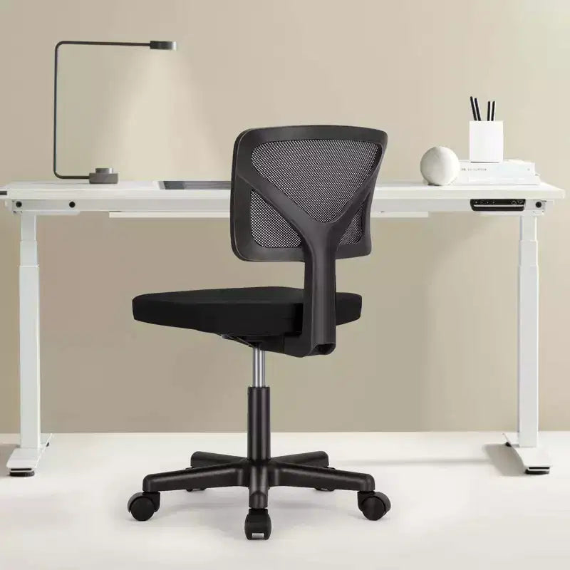 Chaise croisée pivotante en maille TUYOHW à roulettes, chaise de bureau à hauteur et soutien lombaire réglables, chaise gaming à dossier bas pour le bureau