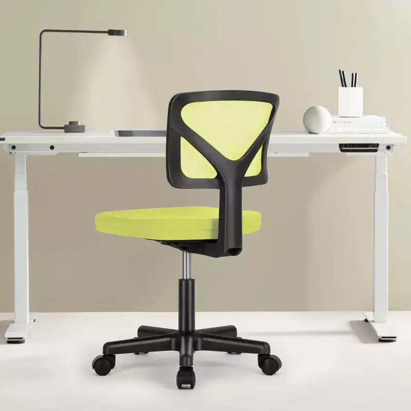 Chaise croisée pivotante en maille TUYOHW à roulettes, chaise de bureau à hauteur et soutien lombaire réglables, chaise gaming à dossier bas pour le bureau