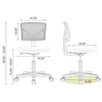 Chaise croisée pivotante en maille TUYOHW à roulettes, chaise de bureau à hauteur et soutien lombaire réglables, chaise gaming à dossier bas pour le bureau