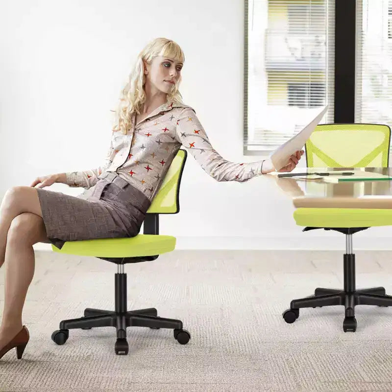 Chaise croisée pivotante en maille TUYOHW à roulettes, chaise de bureau à hauteur et soutien lombaire réglables, chaise gaming à dossier bas pour le bureau