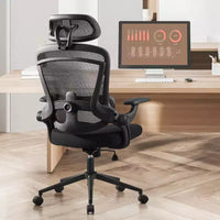 Chaise croisée en maille TUYOHW à roulettes, chaise de bureau avec soutien lombaire et appui-tête réglables, chaise gaming avec accoudoirs souples relevables pour le bureau