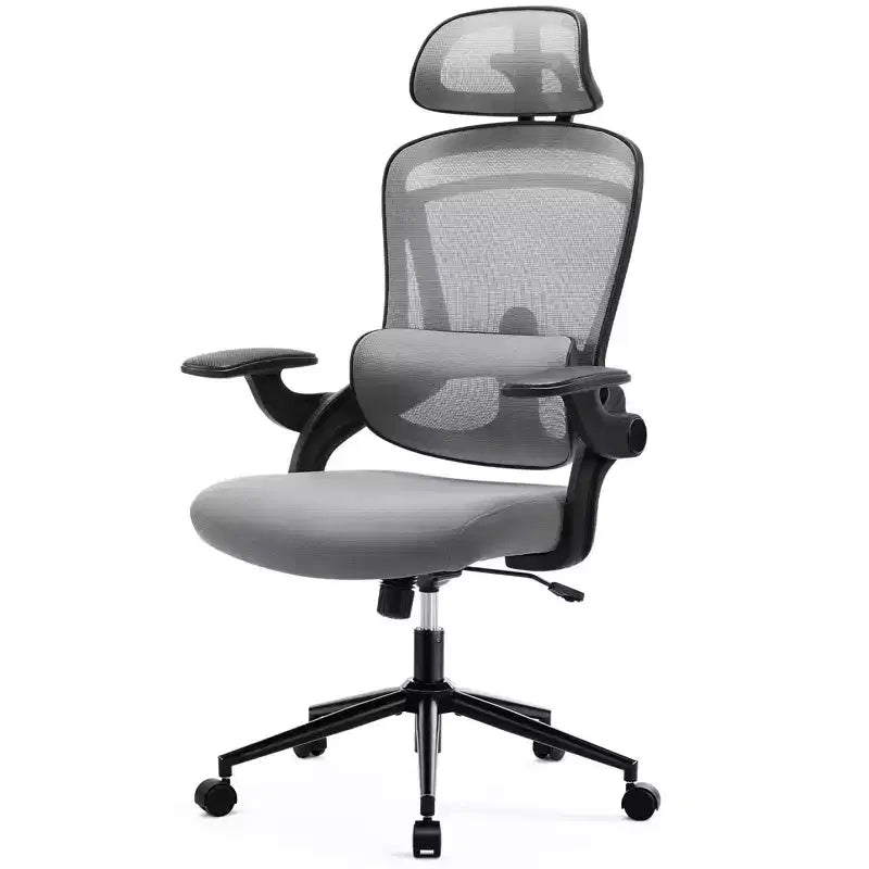 Chaise croisée en maille TUYOHW à roulettes, chaise de bureau avec soutien lombaire et appui-tête réglables, chaise gaming avec accoudoirs souples relevables pour le bureau