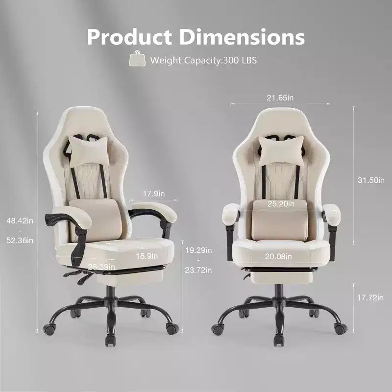 TUYOHW Fauteuil de bureau en microfibre pivotant à roulettes, avec appui-tête et coussin lombaire amovibles, chaise de jeu pour bureau