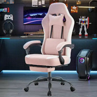 TUYOHW Fauteuil de bureau en microfibre pivotant à roulettes, avec appui-tête et coussin lombaire amovibles, chaise de jeu pour bureau