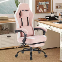 TUYOHW Fauteuil de bureau en microfibre pivotant à roulettes, avec appui-tête et coussin lombaire amovibles, chaise de jeu pour bureau