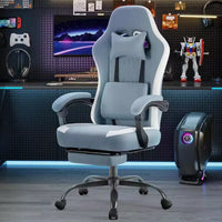 TUYOHW Fauteuil de bureau en microfibre pivotant à roulettes, avec appui-tête et coussin lombaire amovibles, chaise de jeu pour bureau