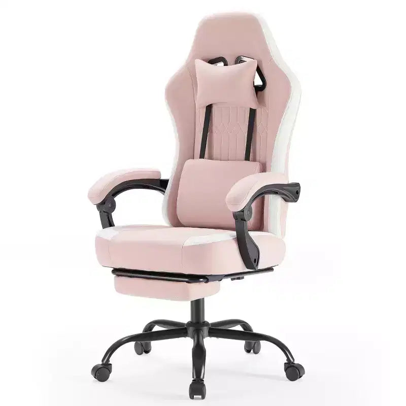TUYOHW Fauteuil de bureau en microfibre pivotant à roulettes, avec appui-tête et coussin lombaire amovibles, chaise de jeu pour bureau