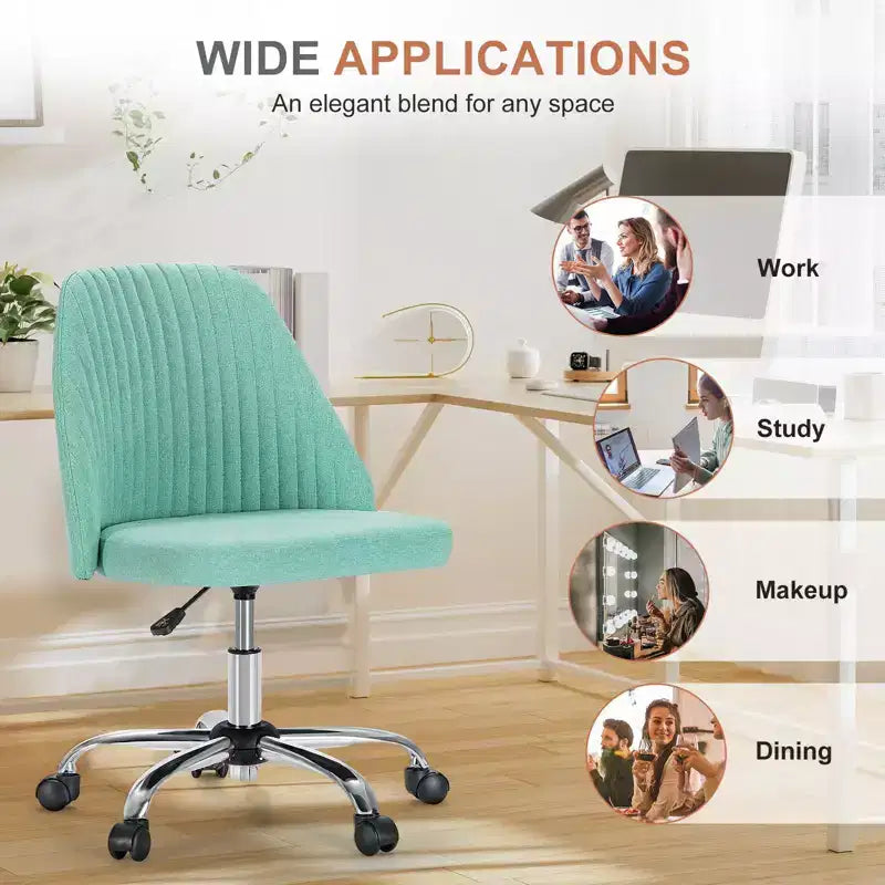 TUYOHW Chaise pivotante croisée à roulettes, chaise de bureau avec hauteur réglable et support lombaire, chaise de jeu sans accoudoirs pour le bureau