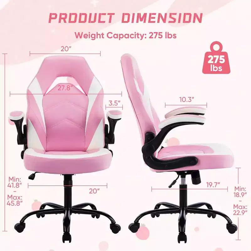 Chaise croisée pivotante en cuir PU TUYOHW à roulettes avec dossier en forme de S, chaise de bureau avec soutien lombaire, chaise gaming pour le bureau
