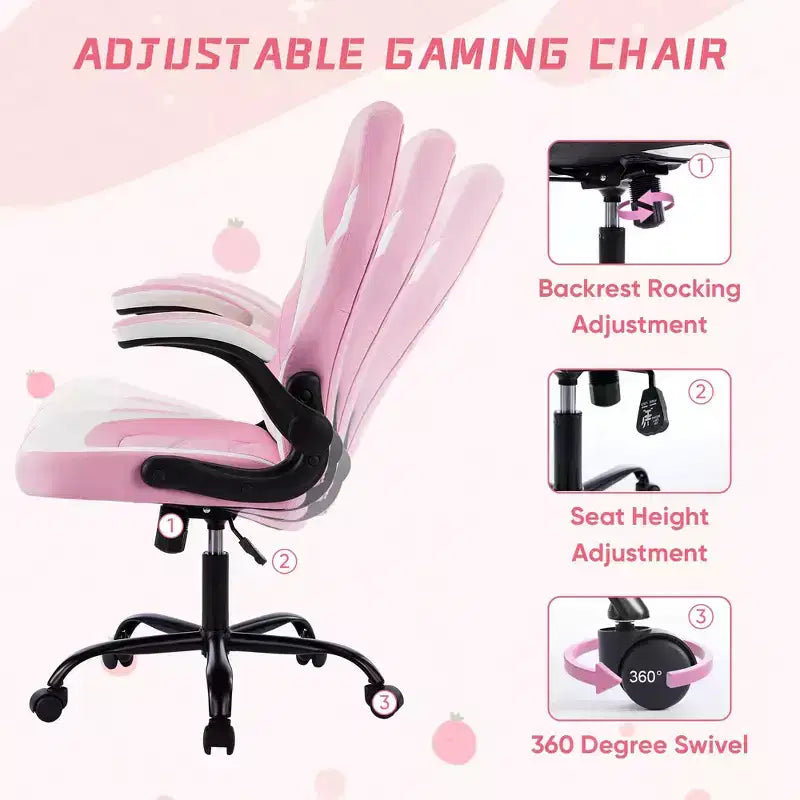 Chaise croisée pivotante en cuir PU TUYOHW à roulettes avec dossier en forme de S, chaise de bureau avec soutien lombaire, chaise gaming pour le bureau