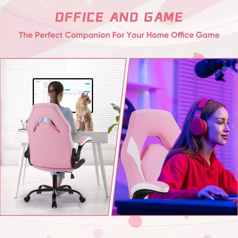 Chaise croisée pivotante en cuir PU TUYOHW à roulettes avec dossier en forme de S, chaise de bureau avec soutien lombaire, chaise gaming pour le bureau