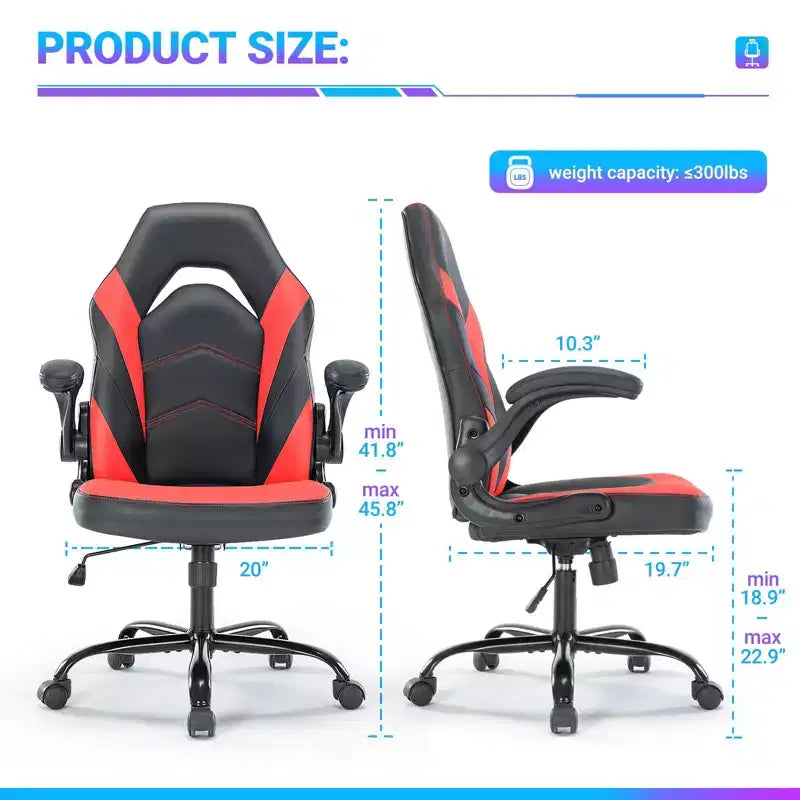 Chaise croisée pivotante en cuir PU TUYOHW à roulettes avec dossier en forme de S, chaise de bureau avec soutien lombaire, chaise gaming pour le bureau