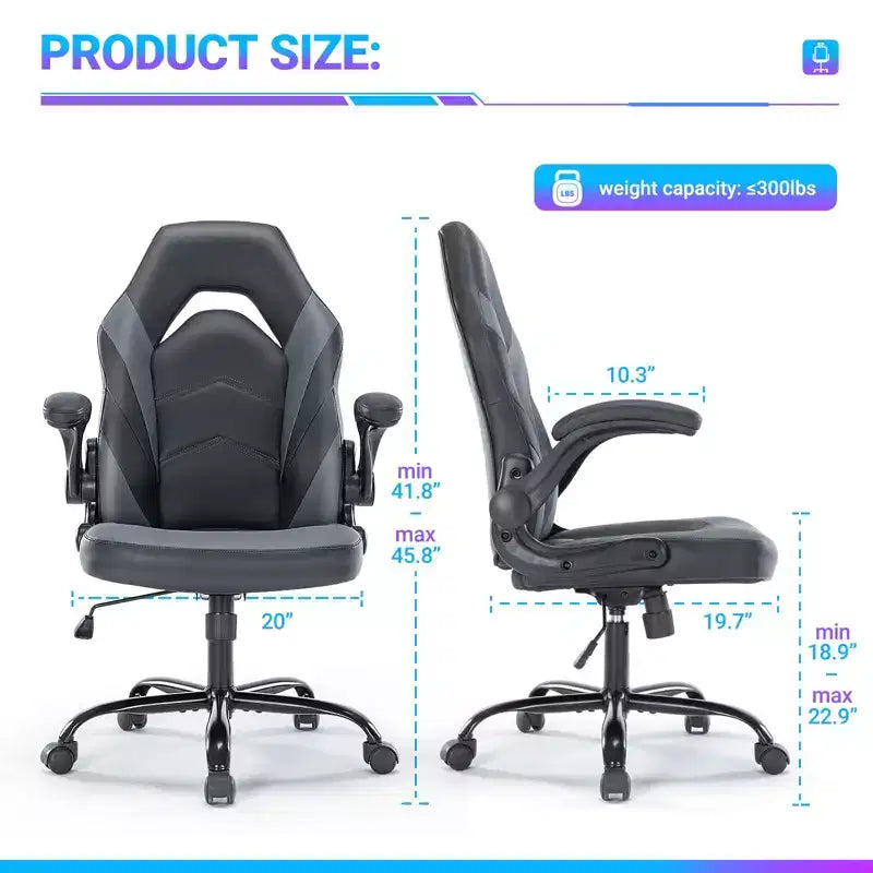Chaise croisée pivotante en cuir PU TUYOHW à roulettes avec dossier en forme de S, chaise de bureau avec soutien lombaire, chaise gaming pour le bureau