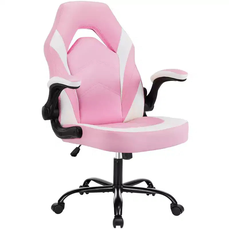 Chaise croisée pivotante en cuir PU TUYOHW à roulettes avec dossier en forme de S, chaise de bureau avec soutien lombaire, chaise gaming pour le bureau