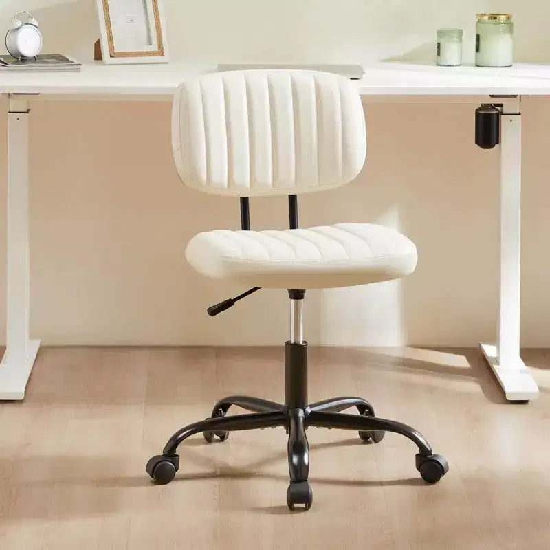 Chaise pivotante TUYOHW en cuir PU avec roulettes, Chaise de bureau sans accoudoirs avec hauteur réglable et soutien lombaire, Chaise de gaming pour le bureau
