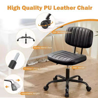 Chaise pivotante TUYOHW en cuir PU avec roulettes, Chaise de bureau sans accoudoirs avec hauteur réglable et soutien lombaire, Chaise de gaming pour le bureau