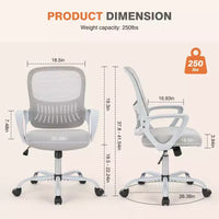 TUYOHW Chaise de bureau en maille à roulettes, Hauteur 41,5" réglable, Fauteuil gamer pour bureau