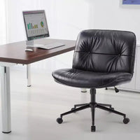 TUYOHW Chaise de Bureau Croisée Pivotante en Cuir PU à Roulettes, Chaise de Bureau avec Hauteur Réglable et Support Lombaire, Chaise de Gaming sans Accoudoirs pour le Bureau