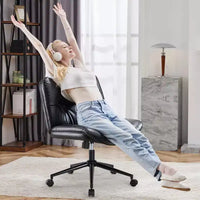 TUYOHW Chaise de Bureau Croisée Pivotante en Cuir PU à Roulettes, Chaise de Bureau avec Hauteur Réglable et Support Lombaire, Chaise de Gaming sans Accoudoirs pour le Bureau