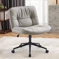 TUYOHW Chaise de Bureau Croisée Pivotante en Cuir PU à Roulettes, Chaise de Bureau avec Hauteur Réglable et Support Lombaire, Chaise de Gaming sans Accoudoirs pour le Bureau