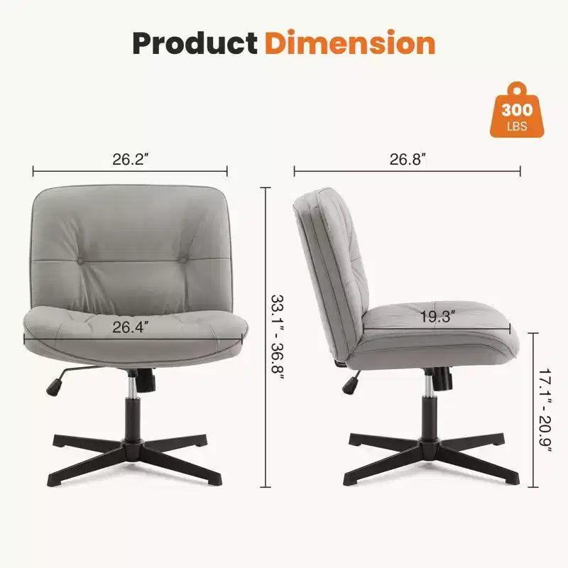 Chaise de bureau sans roulettes TUYOHW en cuir PU avec piétement croisé pivotant, fauteuil de bureau réglable en hauteur, chaise de jeu sans accoudoirs pour le bureau