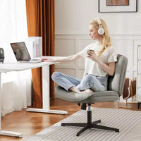 Chaise de bureau sans roulettes TUYOHW en cuir PU avec piétement croisé pivotant, fauteuil de bureau réglable en hauteur, chaise de jeu sans accoudoirs pour le bureau