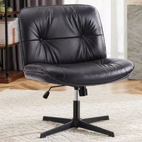 Chaise de bureau sans roulettes TUYOHW en cuir PU avec piétement croisé pivotant, fauteuil de bureau réglable en hauteur, chaise de jeu sans accoudoirs pour le bureau