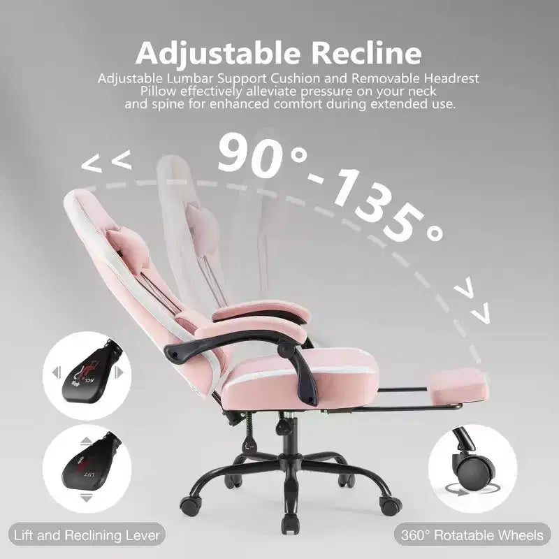 Chaise de bureau ergonomique TUYOHW avec siège à ressorts ensachés, chaise de jeu de 300 lb avec coussin lombaire réglable et repose-pieds pour adultes et étudiants