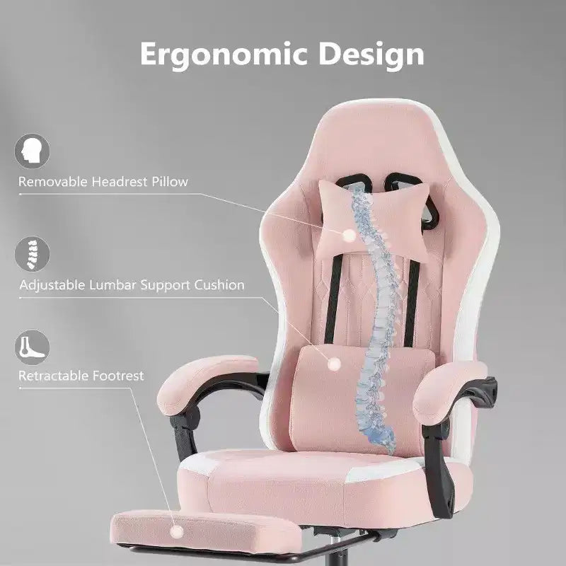 Chaise de bureau ergonomique TUYOHW avec siège à ressorts ensachés, chaise de jeu de 300 lb avec coussin lombaire réglable et repose-pieds pour adultes et étudiants