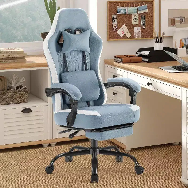 Chaise de bureau ergonomique TUYOHW avec siège à ressorts ensachés, chaise de jeu de 300 lb avec coussin lombaire réglable et repose-pieds pour adultes et étudiants