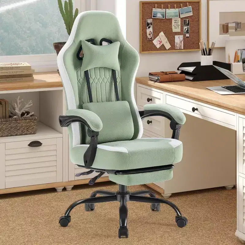 Chaise de bureau ergonomique TUYOHW avec siège à ressorts ensachés, chaise de jeu de 300 lb avec coussin lombaire réglable et repose-pieds pour adultes et étudiants