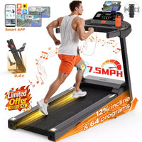 Tapis de Course Pliable 3 CV pour la Maison avec Inclinaison et Capacité de 136 kg, Contrôle via Application, Machine Compacte pour la Marche et la Course