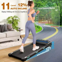 Tapis de course NAYSAYE avec inclinaison réglable, capacité de 204 kg, tapis de course portable compact sous le bureau pour la maison et le bureau, noir, 52*22.5*7.87