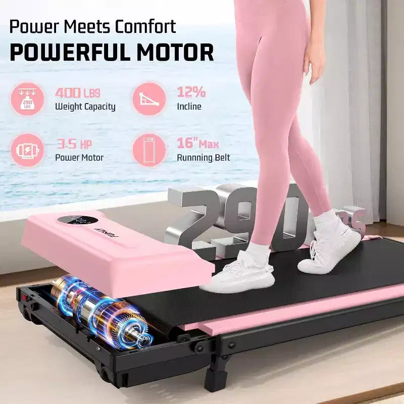 KRISRATE Tapis de marche tapis de course 3.5HP avec barre poignée & absorption des chocs, tapis de course pliant pour la maison, tapis de marche compact sous-bureau