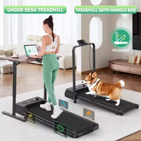 KRISRATE Tapis de marche tapis de course 3.5HP avec barre poignée & absorption des chocs, tapis de course pliant pour la maison, tapis de marche compact sous-bureau