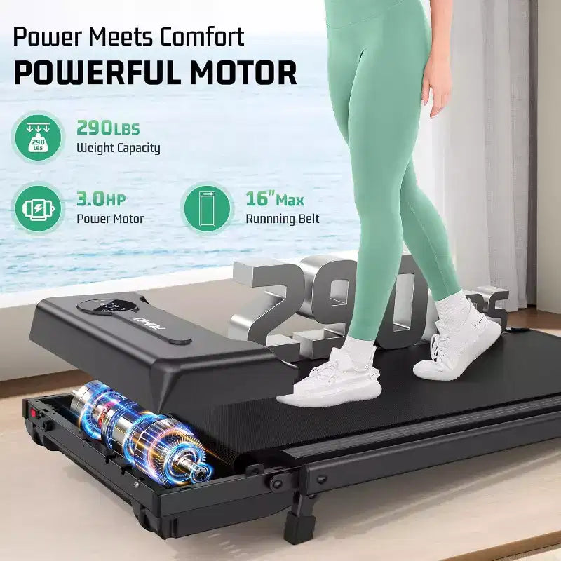 KRISRATE Tapis de marche tapis de course 3.5HP avec barre poignée & absorption des chocs, tapis de course pliant pour la maison, tapis de marche compact sous-bureau