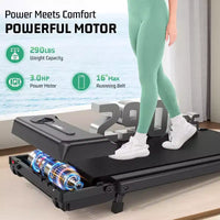 KRISRATE Tapis de marche tapis de course 3.5HP avec barre poignée & absorption des chocs, tapis de course pliant pour la maison, tapis de marche compact sous-bureau