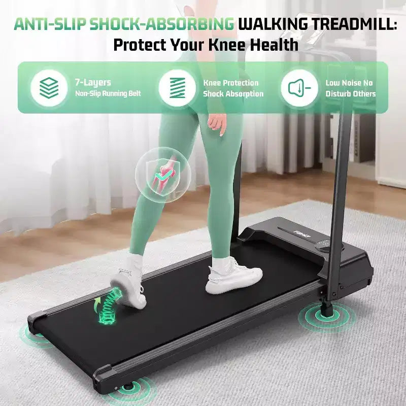 KRISRATE Tapis de marche tapis de course 3.5HP avec barre poignée & absorption des chocs, tapis de course pliant pour la maison, tapis de marche compact sous-bureau