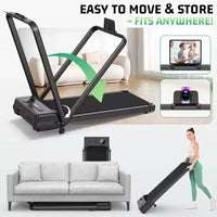 KRISRATE Tapis de marche tapis de course 3.5HP avec barre poignée & absorption des chocs, tapis de course pliant pour la maison, tapis de marche compact sous-bureau