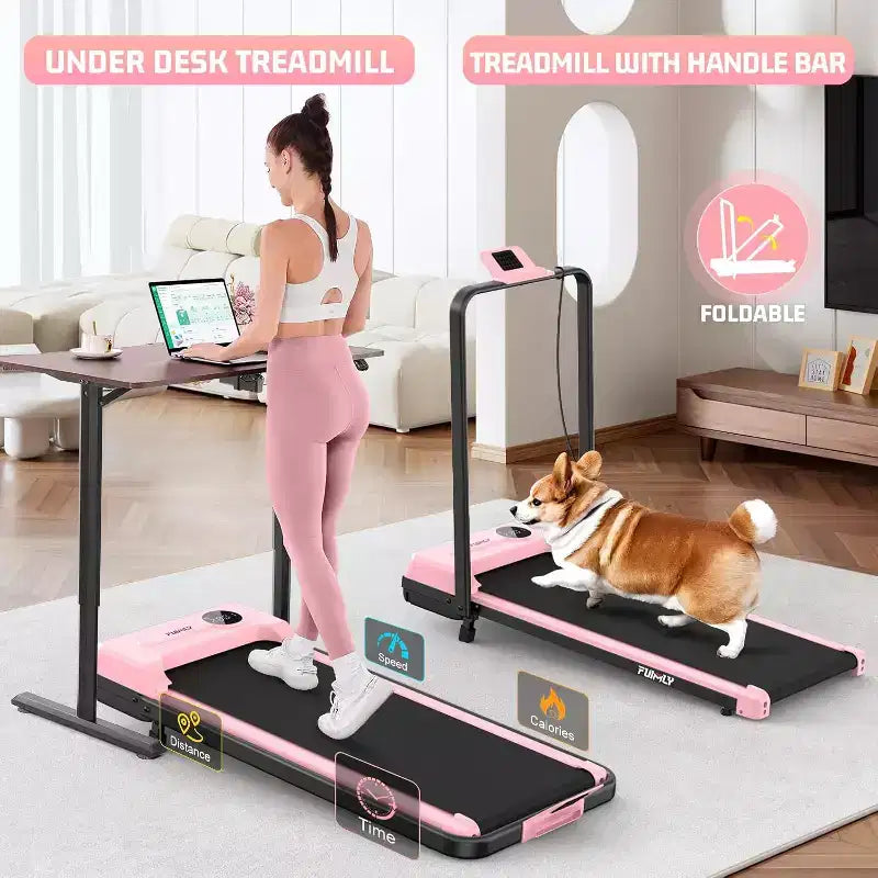 KRISRATE Tapis de marche tapis de course 3.5HP avec barre poignée & absorption des chocs, tapis de course pliant pour la maison, tapis de marche compact sous-bureau