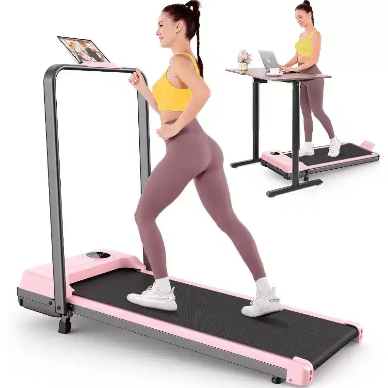 KRISRATE Tapis de marche tapis de course 3.5HP avec barre poignée & absorption des chocs, tapis de course pliant pour la maison, tapis de marche compact sous-bureau
