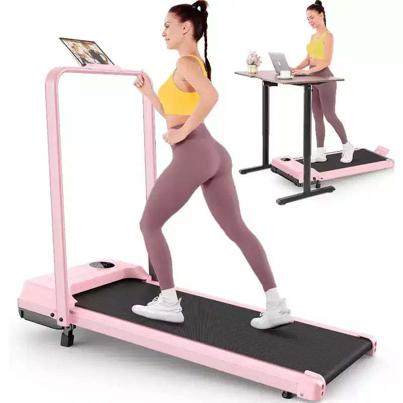KRISRATE Tapis de marche tapis de course 3.5HP avec barre poignée & absorption des chocs, tapis de course pliant pour la maison, tapis de marche compact sous-bureau