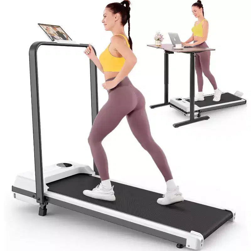 KRISRATE Tapis de marche tapis de course 3.5HP avec barre poignée & absorption des chocs, tapis de course pliant pour la maison, tapis de marche compact sous-bureau