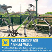 Vélo hybride Kent International Front Runner - 700c - Vélo de ville avec transmission 7 vitesses, roues légères en alliage et tige de selle réglable en hauteur