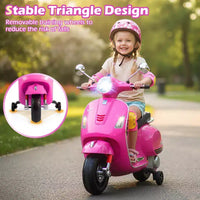Costway Moto Électrique Enfant VESPA sous Licence 12V avec Musique Klaxon Histoire Roues Stabilisatrices Rouge/Rose/Vert/Blanc